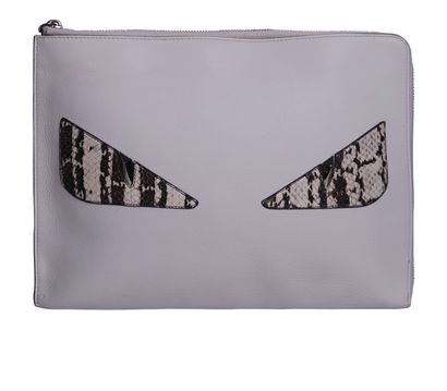 Eyes Clutch, &pound;180, Handbags, White, Leather, Front view